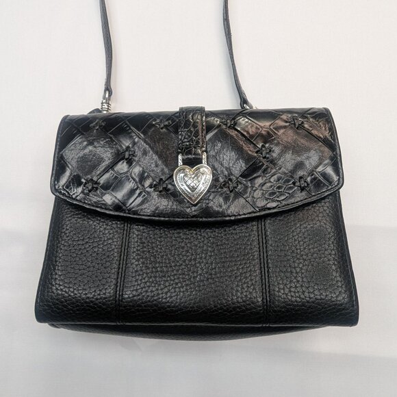 Brighton crossbody bag BlackWith Silver Heart Clasp size Approx 7 "X5"